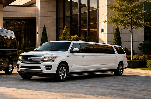 White Ford Expedition stretch SUV limousine